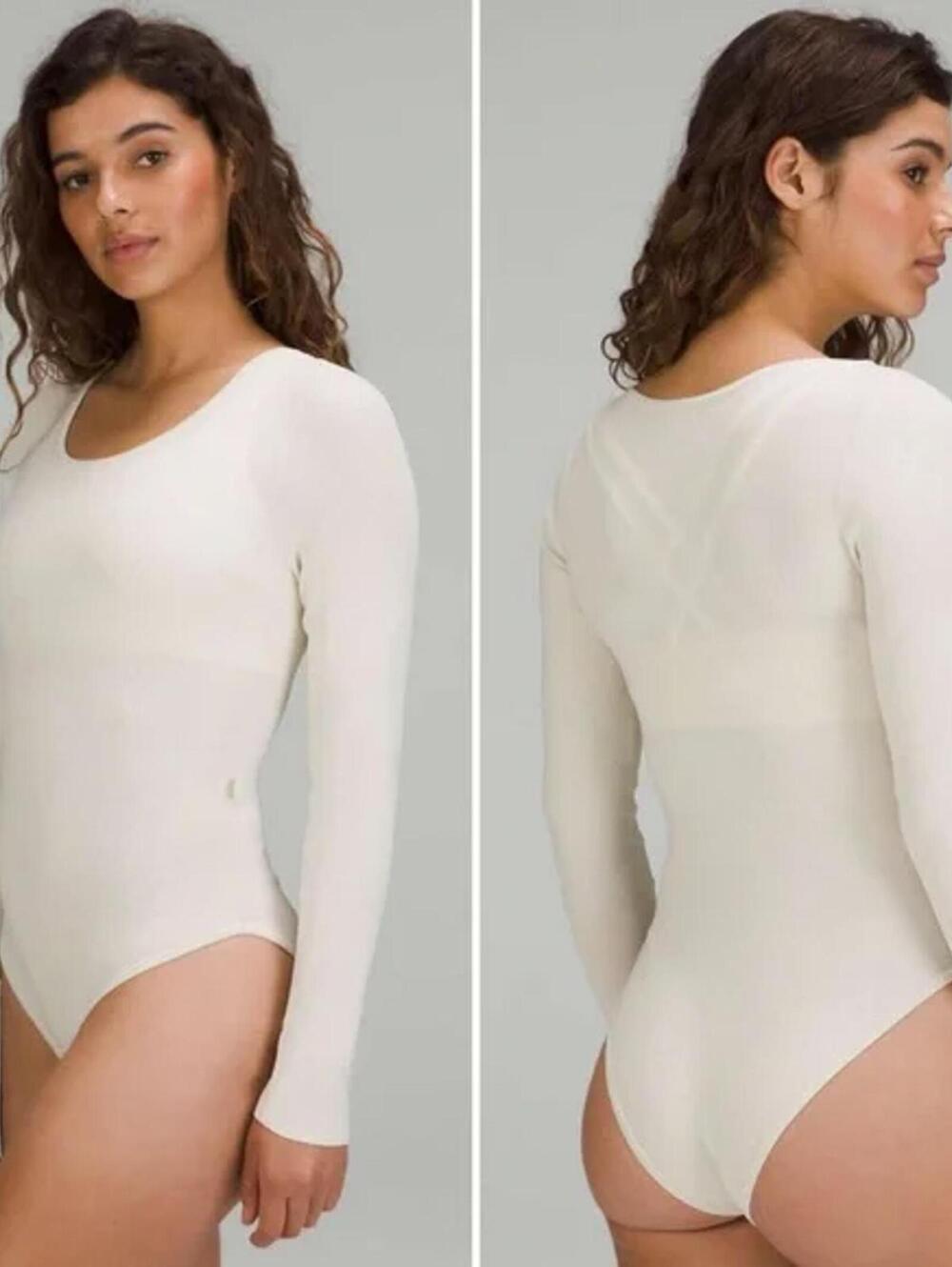 Lululemon Long Sleeve Ribbed Bodysuit - Bone Ivory - Small